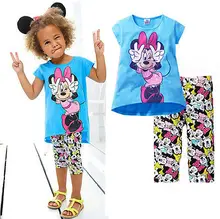 NEW Kids Girls Short Sleeve Min nie T shirt Tops Half Pant 2pcs font b Set
