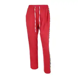 2018 Для женщин Brat проверка Side Striped Брюки для девочек Для женщин Красный Штаны с высокой посадкой шнурок случайные свободные Мотобрюки Pantalon
