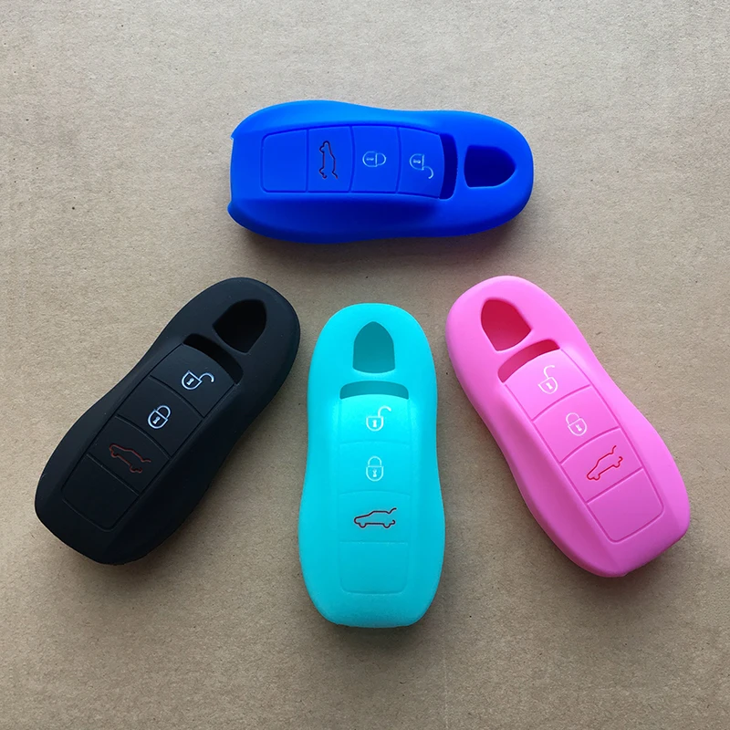 

New design silicone rubber car key cover case for Porsche Cayenne Macan 911 boxster cayman for Panamera 3 button key