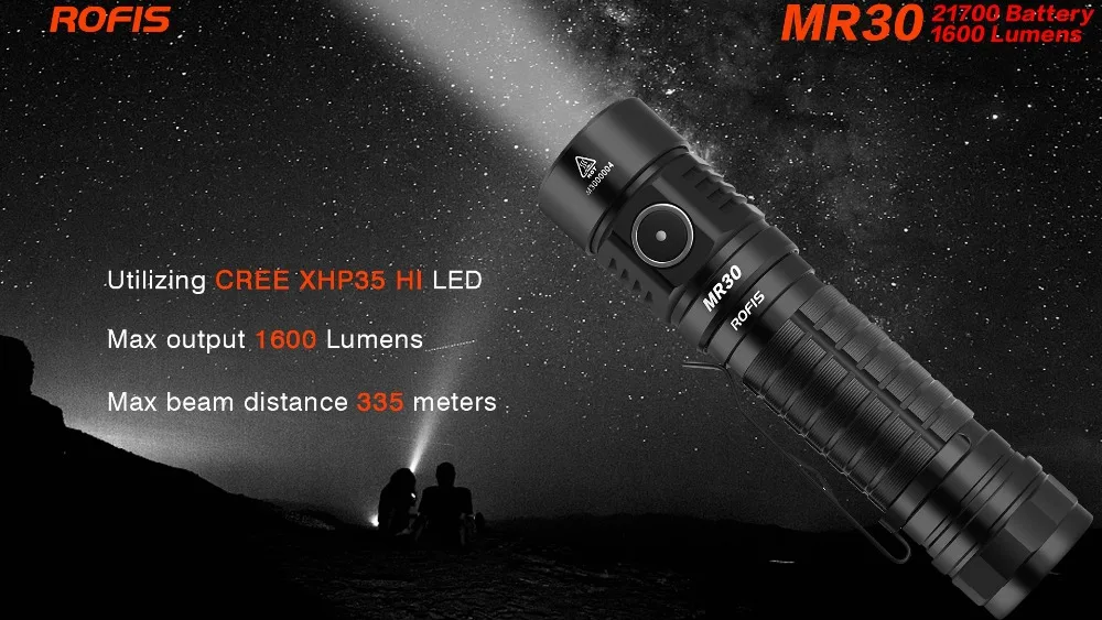 Rofis MR30 CREE XHP35 HI 1600 люмен micro-USB Перезаряжаемый СВЕТОДИОДНЫЙ фонарик