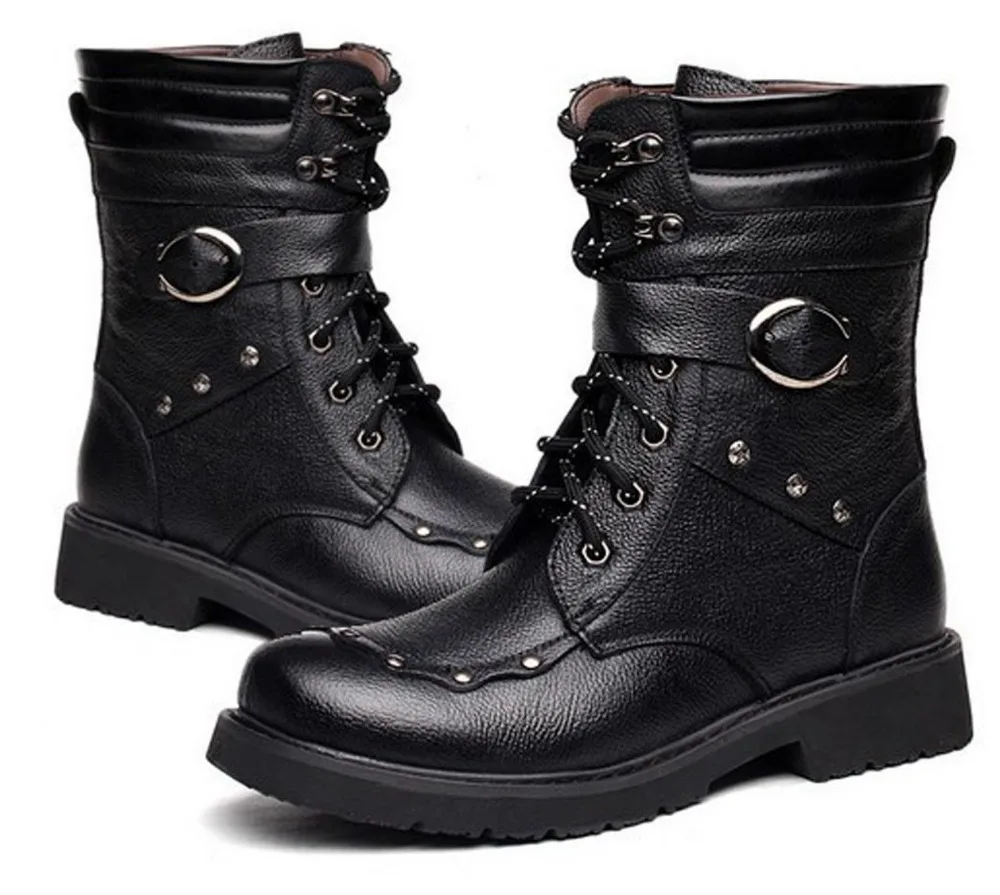 2015 TOP COOL PUNK Rock MEN'S High Ankle Fashion Army Boot 100