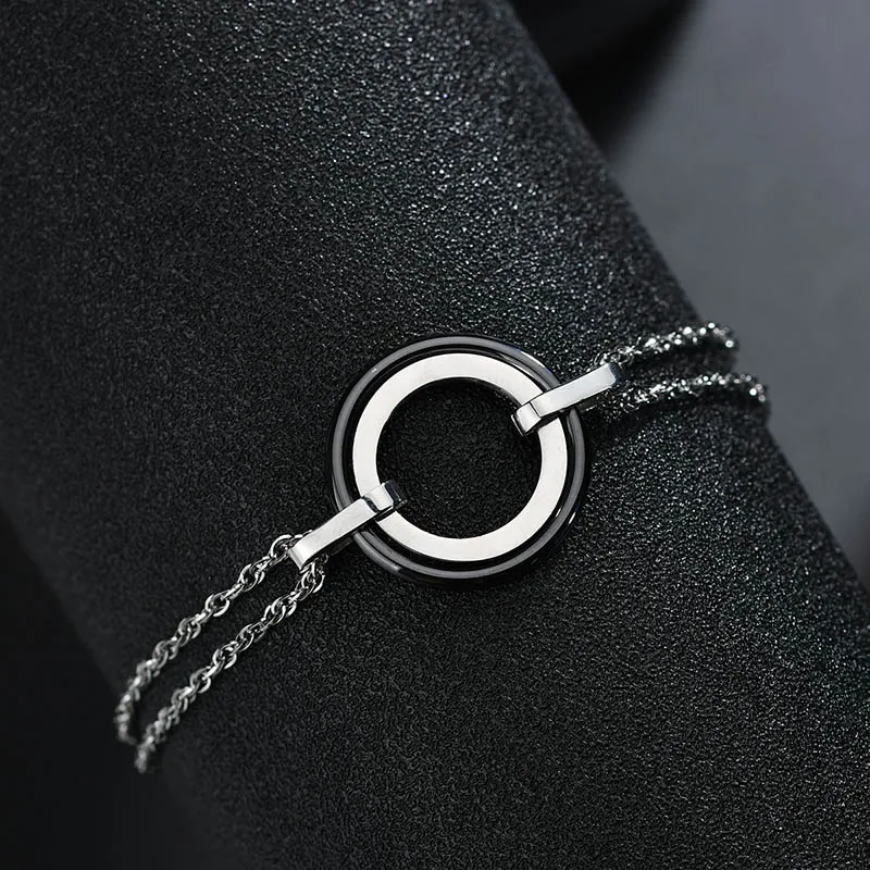 ELSEMODE антиаллергенные женские круглые очаровательные твердые керамические простые браслеты нержавеющая сталь 316 L черный белый керамический браслет - Окраска металла: 180