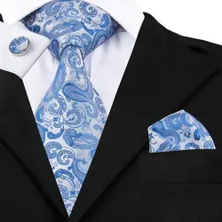 SN-1618 Привет галстук лето синий Пейсли дизайнерский галстук носовой платок Набор Запонок 100% ручной работы шелковые граваты на продажу