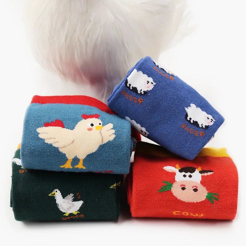 Harajuku Funny Cartoon Animal Women Short Socks Chicken & Goose Patterned Cartoon Cute Casual Art Female Ankle Socks Hipster Sox