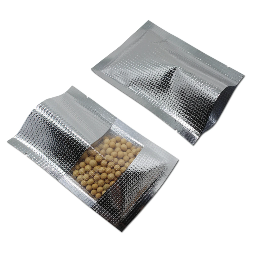 100Pcs Open Top Embossed Aluminum Foil Package Bag with Clear Window Mylar Plastic Heat Sealing Packaging Pouch for Beans Nuts | Дом и сад