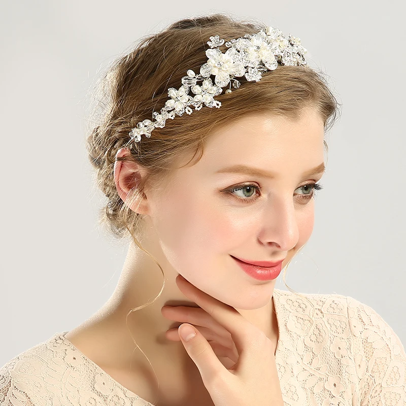 

Vintage Silver Gold Women Hair Jewelry Wedding Bridal Pearl Crystal Tiaras And Crowns Queen Princess Handmade Hair Accessories