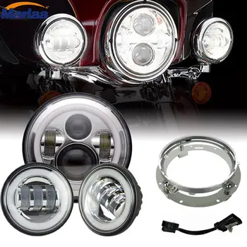

7inch LED Headlight & 4.5inch Passing Lamps Fog Driving Lights with DRL & Adapter Ring for Motorcycle