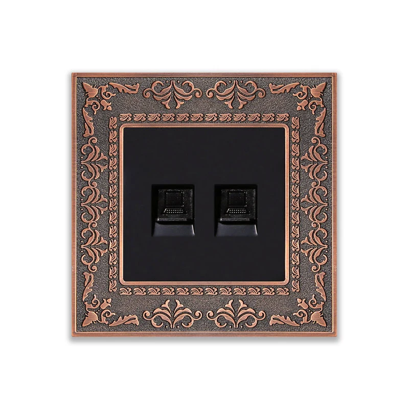 

Emboss style design, Zinc alloy frame, Double computer Power socket, UK Standard Double PC port wall socket
