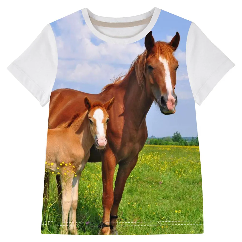 

Boys T Shirts Clothing Children New Fashion printing horse Summer Clothes kids T shirts 2-14y Boys T-shirt