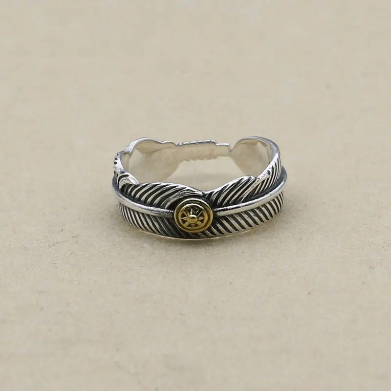 Tibetano Retro Thai Argento Anello Della Piuma S925 Gioielli In Argento Sterling Takahashi Goro Uomo Fatto A Mano Anello Dell'Annata