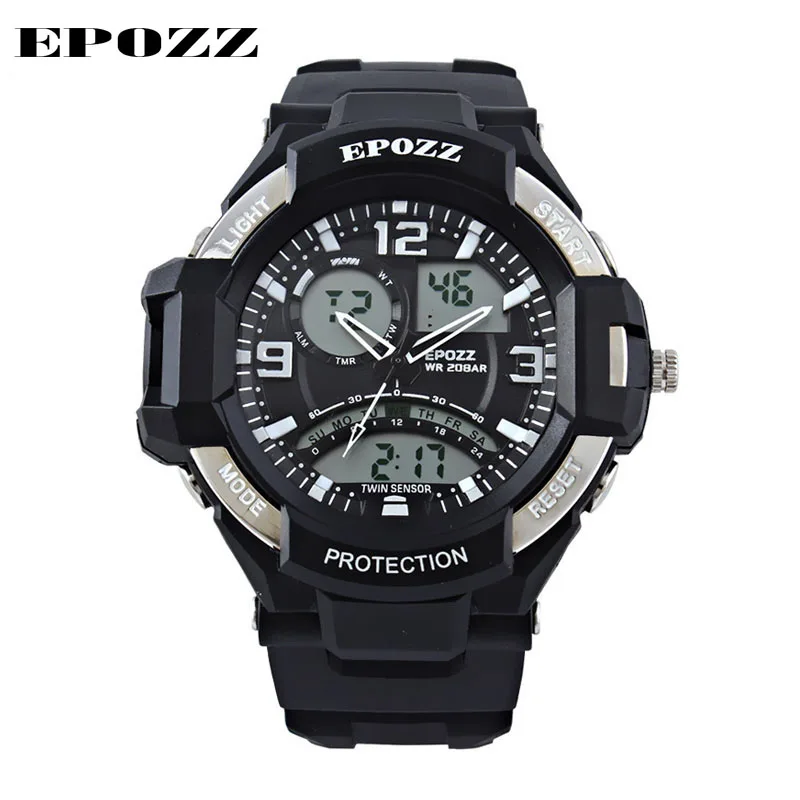 5atm Water Resistant Japan Movt Quartz Wristwatch Analog Digital Electronic Waterproof Silicone Rubber Men Sport Watch Epozz | Наручные