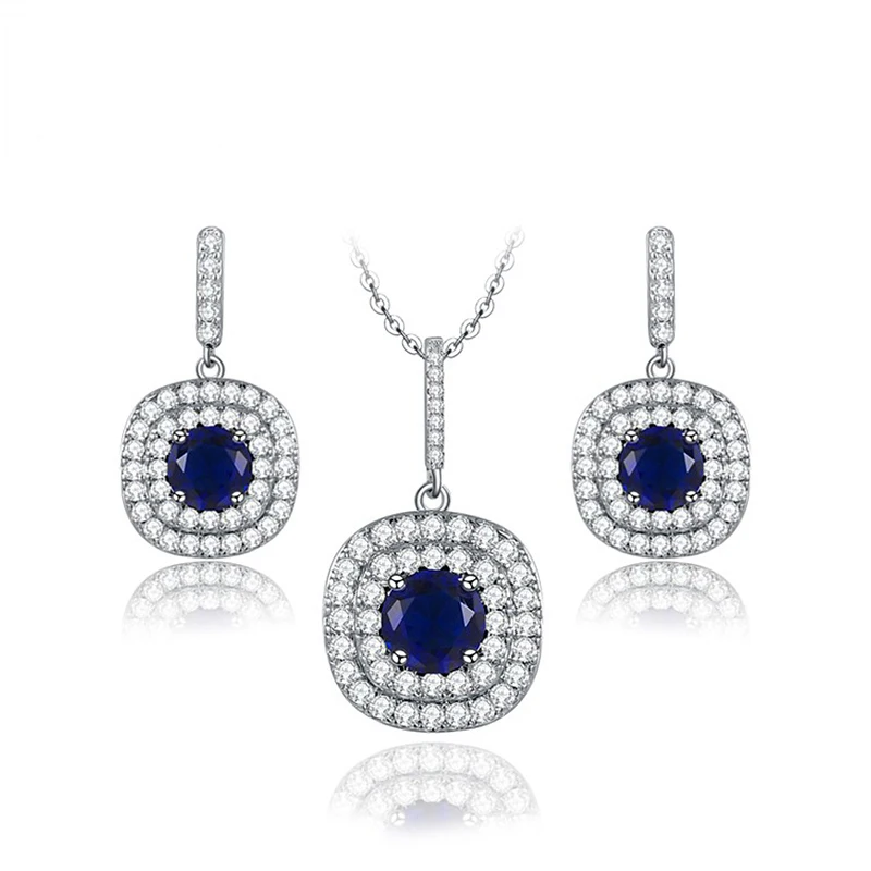 T.N 1983 Summer Jewelry Rhinestone Vintage Classic Square Sets Fashion Blue Necklace Earrings | Украшения и аксессуары