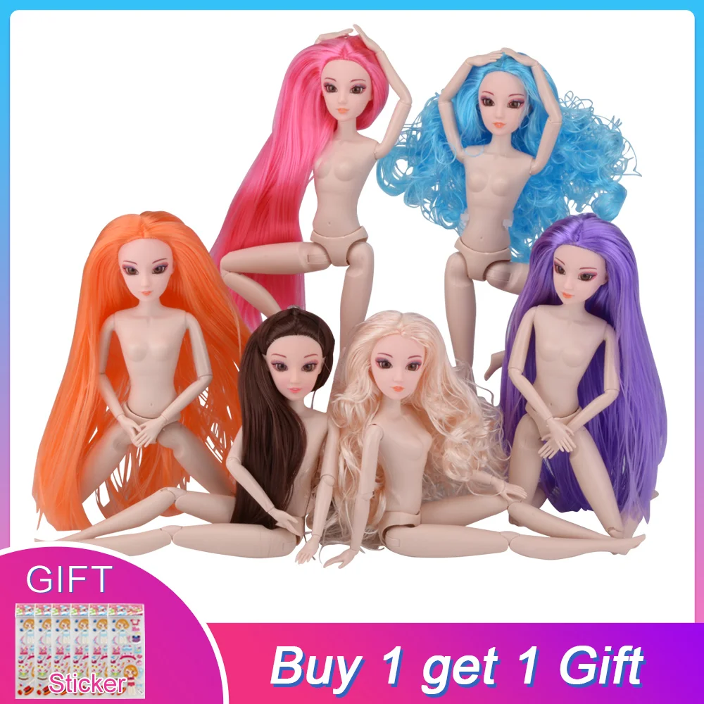 

Color Hair 1 PC Nude Doll with Head for 1/6 Dolls 12 Joint Moving Naked Bodies DIY Toys Accessories Birthday Gift for Girl