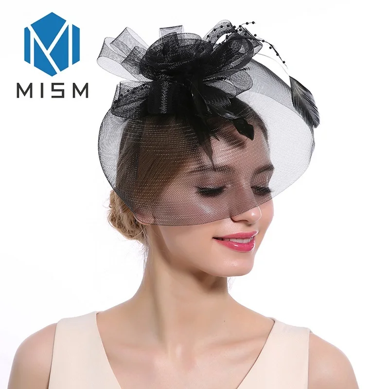 M MISM Новые коктейльные заколки для волос для женщин, аксессуары для волос, головной убор, заколка, перья, цветы, украшение, вечерние головные уборы - Цвет: color-C