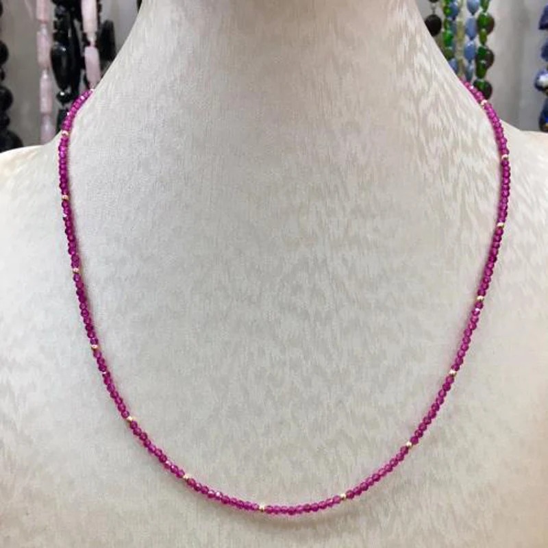 new Natural Stone Reemades Rubys 2mm Faceted Bead&925 Sterling Silver