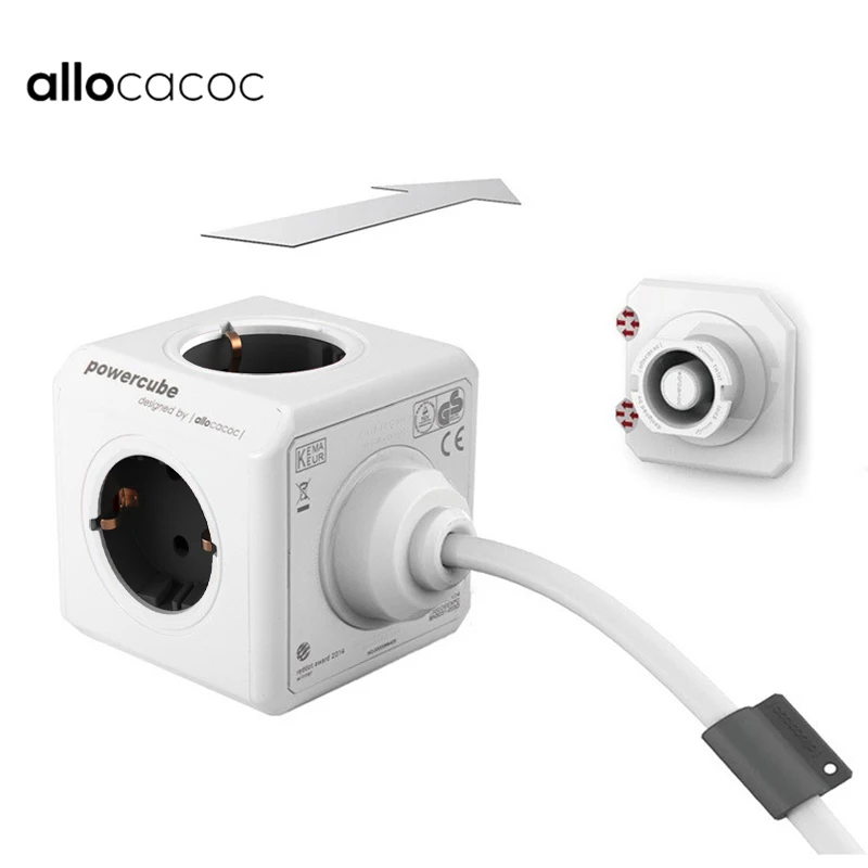 Pаспродажа Allocacoc ЕС Plug 1,5 м 3 м удлинитель Расширенный мощность cube мощность полосы Электрический 4 Выход 2 Порты usb travel Adapter multi Разъем