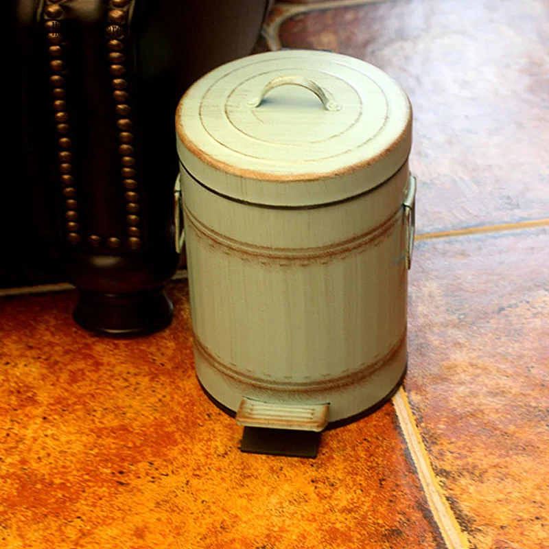 small loft retro metal vintage trash bin (2)