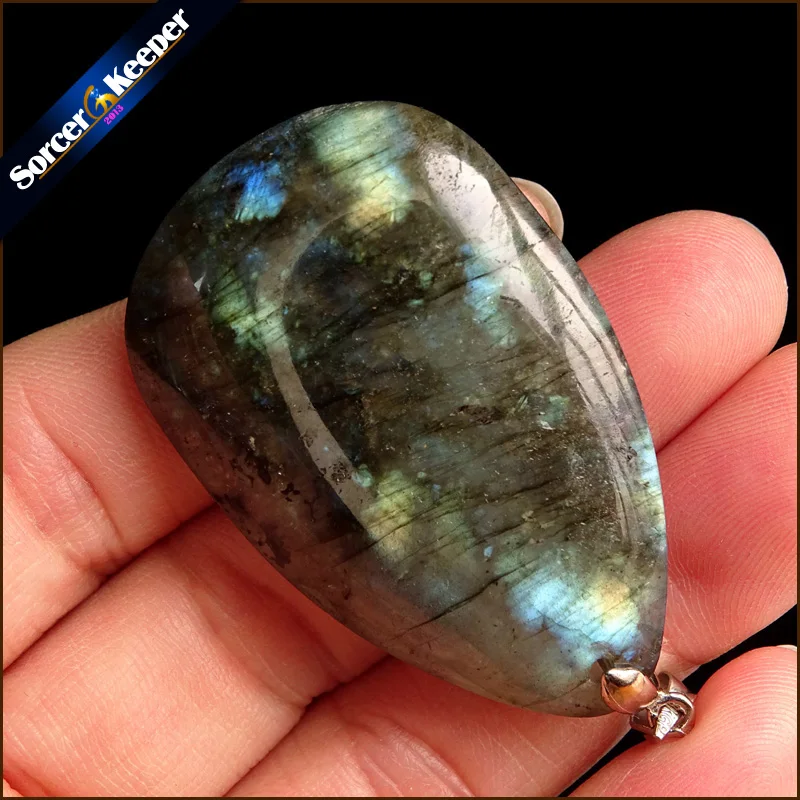 

Real Natural Gray Moonstone Raw Gem Stone Ornament Handicraft Rainbow Labradorite DIY Crystal Pendant Necklaces for Gift WS659