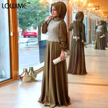 2015 Islamic Dresses With Hijab Abaya Fancy Lace Gowns Women And Girl Long Sleeve Muslim Evening Dress Party Elegant Abiyeler