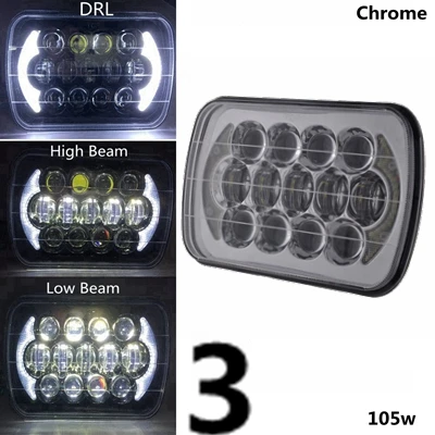 1 шт. " x 7" квадратный светодиодный проектор для фар с высоким/низким лучом DRL дальнего света для грузовика джип внедорожный автомобиль мотоцикл - Цвет: Model 3 Chrome