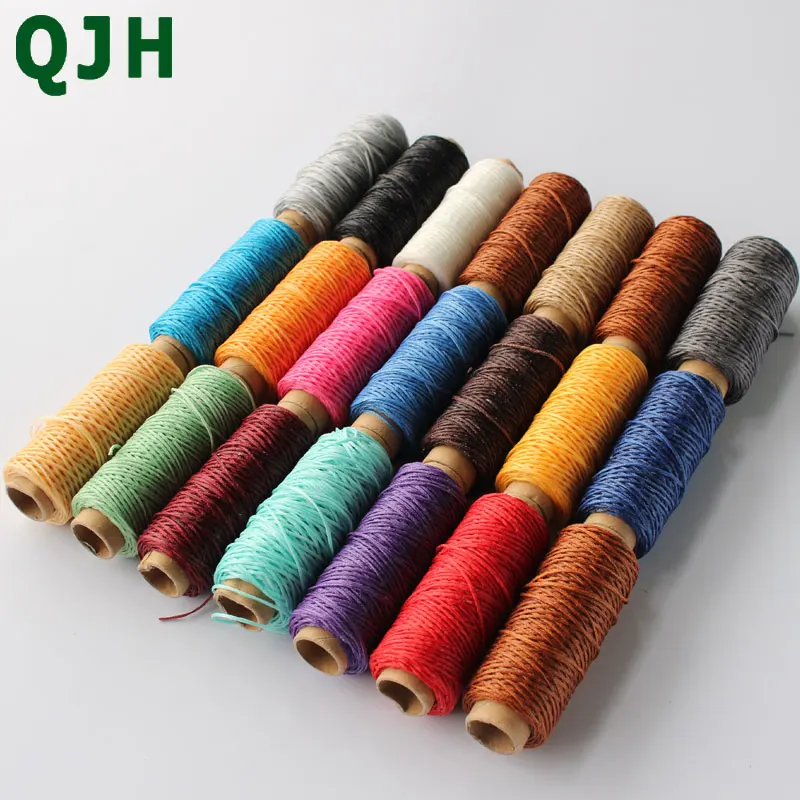 

QJH Durable 1mm 150D Leather Waxed Thread Cord for DIY Handicraft Tool Hand Stitching Thread 50 Meters Flat Waxed Sewing Line