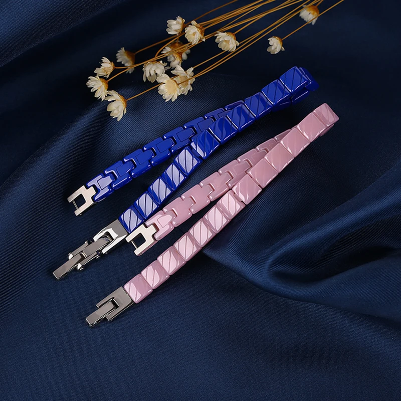 Healthy Blue Pink Ceramic Charm Bracelet Elegant Style Bright Never Fade Stainless Steel Lock Women Couple Bracelet Gift Jewelry Healthy Blue Pink Ceramic Charm Bracelet Elegant Style Bright Never Fade Stainless Steel Lock Women Couple Bracelet Gift Jewelry