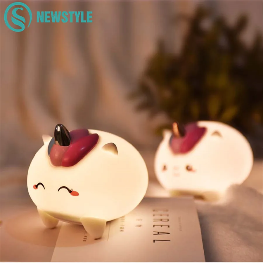  LED Unicorn Silicone Night Light Touch Sensor Baby Mood Light Nursery Lamp Children Gift Bedroom De - 32951899395