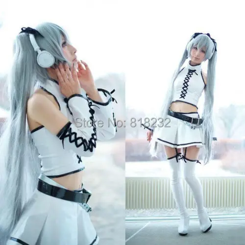 

Vocaloid Snow Hatsune Miku White Uniform Dress Outfit Anime Cosplay Costumes