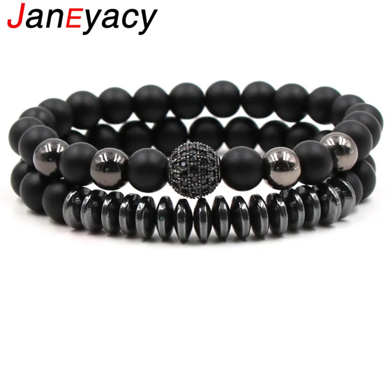 

Janeyacy New 2pcs/1set European Epidemic Bracelet Fashion Zircon Beaded Men Bracelet Women Personality CZ Bracelet Pulseras 2018