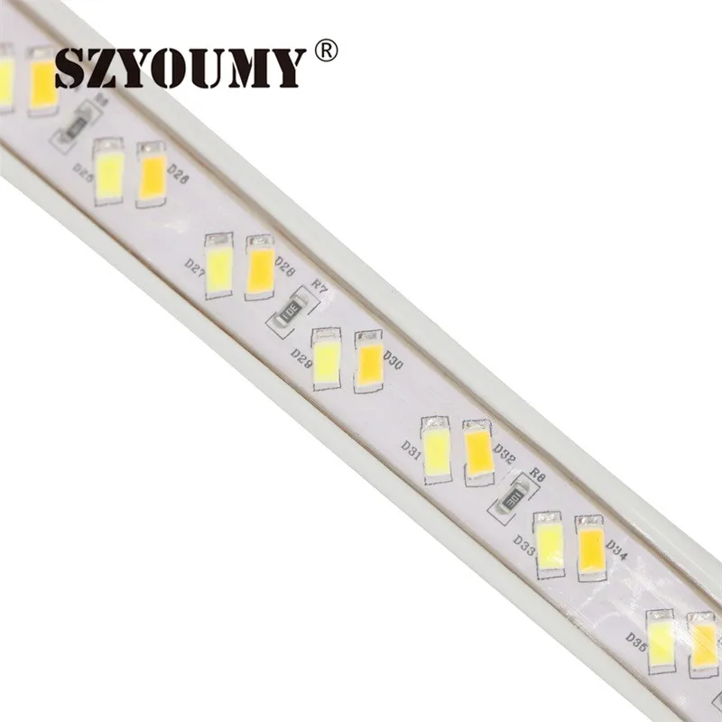SZYOUMY 1/2/3/4/5 м/лот 120 светодиодный s/m 220 V SMD 5730/5630 Светодиодные ленты белый и теплый белый светодиодный ленточный светильник IP67 + щипцы для