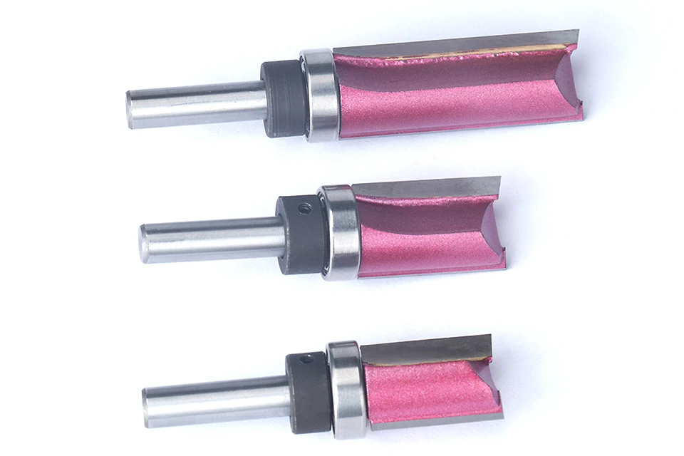 HUHAO 1pc Bearing Flush Trim Router Bit For Wood 8mm Shank Straight Bit Tungsten Woodworking Milling Trimming CNC Cutter Tool