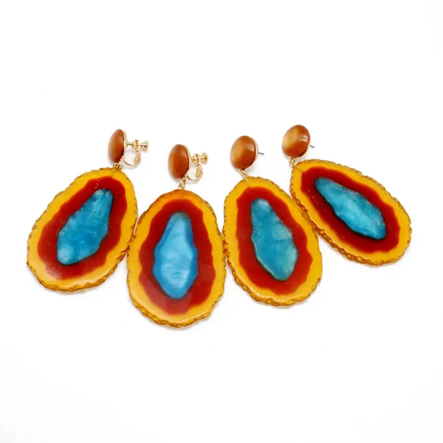 

Free Shipping Orange Mixed Color Resin Elegant Fashion Earring