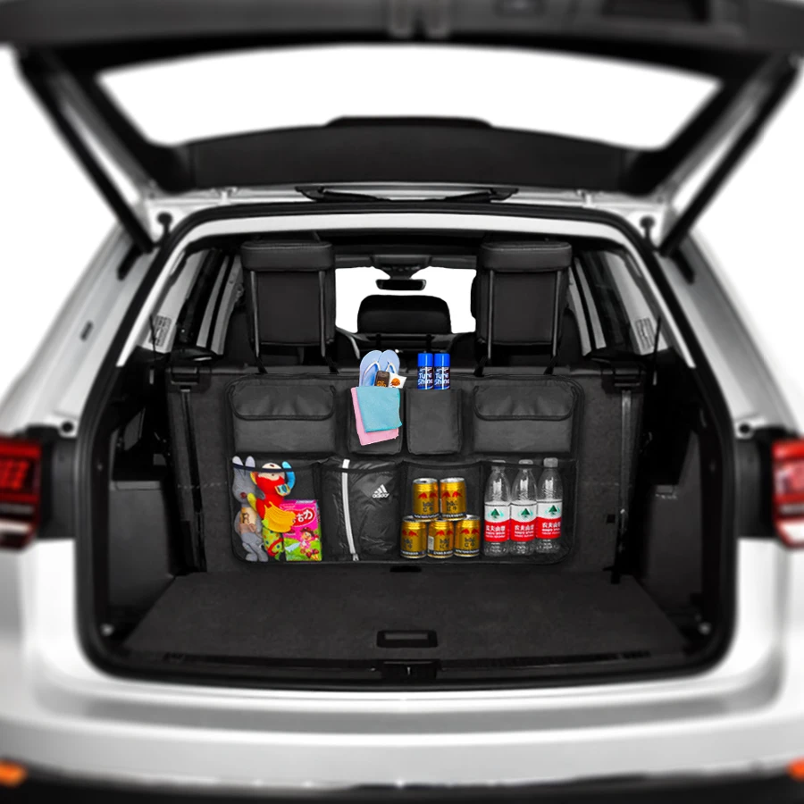 Органайзер для багажника автомобиля, сумка для хранения на заднем сиденье, высокая емкость, регулируемая задняя часть сиденья автомобиля, органайзер из ткани Оксфорд, Универсальный многофункциональный