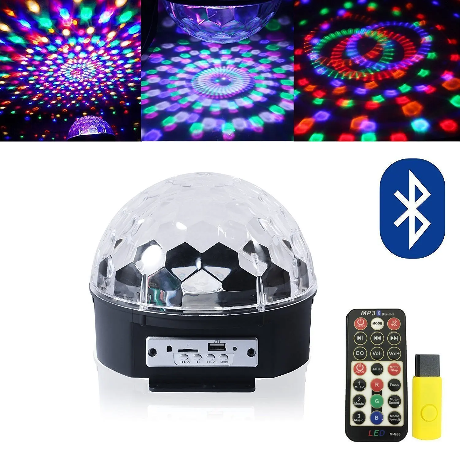 9 Colors Changing DJ Stage Lights Bluetooth Speaker Rotating Magic