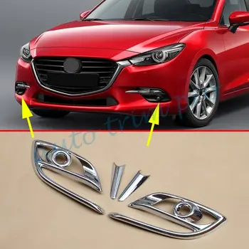

Chrome Front Head Fog Light Foglight Lamp cover Trim Fit For Mazda3 BM Axela 2017 2018 Accessories Decoration