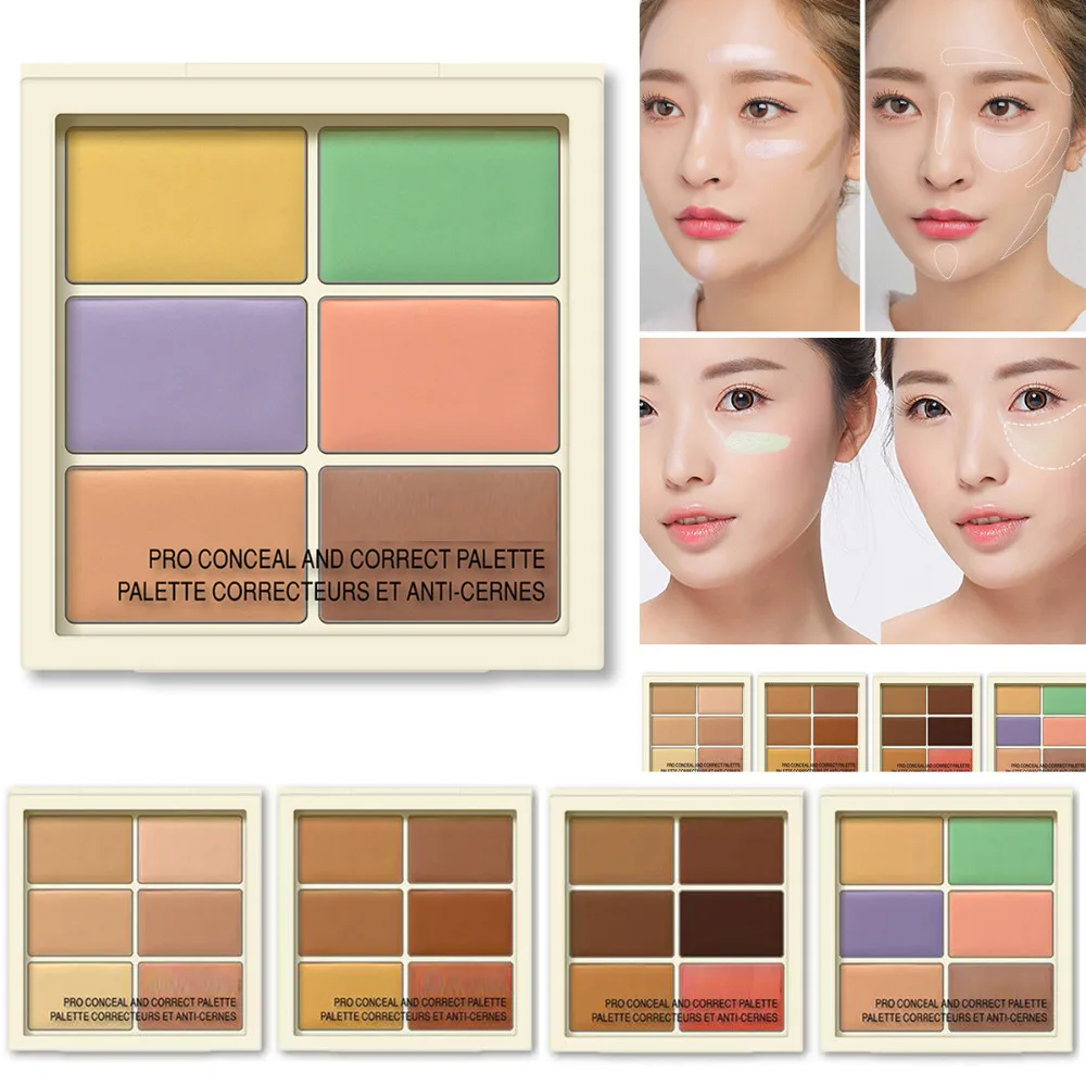 

6 colors long lasting conceler palette Matte Face waterproof color Contouring cosmetic conceler cream brighten makeup palettes