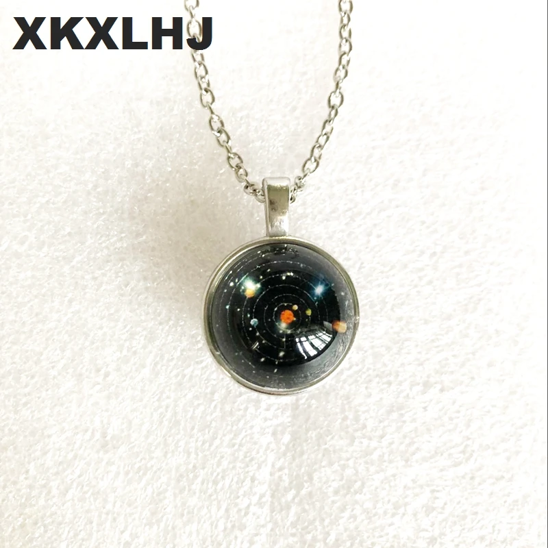 XKXLHJ солнечная система ожерелье с подвеской Planet Collares Galaxy двухстороннее стекло