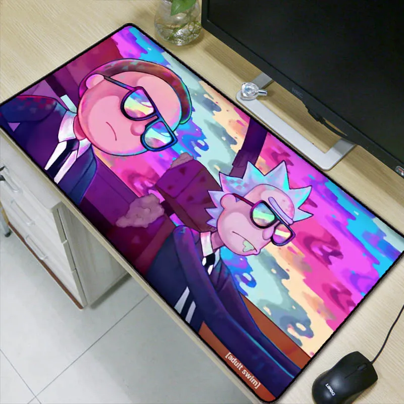 

Rick and Morty Anime Office Mice Gamer Soft Large Locking Edge Mouse Pad Size for 30x80cm and 40x90cm Gaming Mousepads