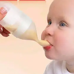 Силиконовая бутылочка с ложкой для кормления ребенка пищевая добавка рис зерновые злаки детская бутылочка силиконовая ложка
