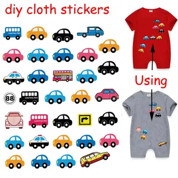 

3D Cartoon Car Stickers Patch Heat Iron Transfer Clothes Stickers DIY Patches Applique Clothing Garment Stickers for Clothes Bag