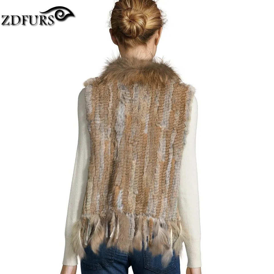 ZDFURS * высокого качества горячая Распродажа трикотажные кроличий мех жилет с