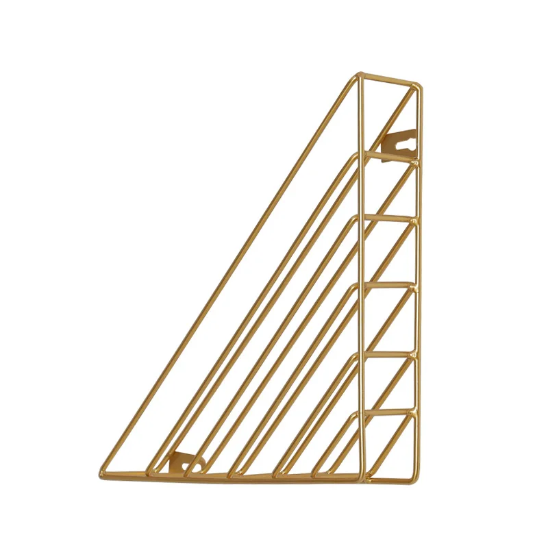  Metal Organizer Shelf For Wall Magazine Organizer Gold Rack Newspaper Book Holder Triangular Storag