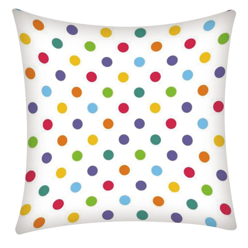 

Brand New Print Pillow Case Polyester Sofa Car Cushion Cover Home Decor 45 X 45cm Coloured polka dot printing Pillow Case Z30528