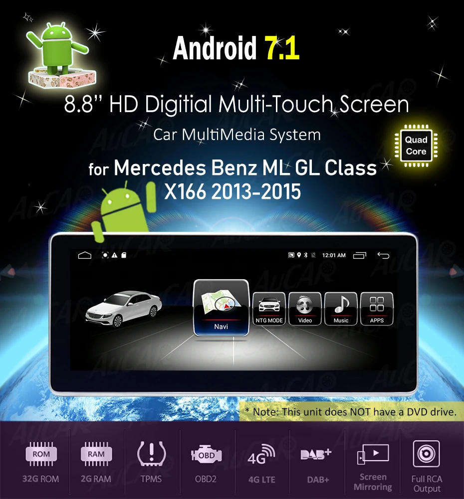 Cheap Add to CompareShare AuCAR Android 10.25 Car Radio for Mercedes Benz S Class W221 2006 - GPS DVD Player Touch Screen Multimedia 6