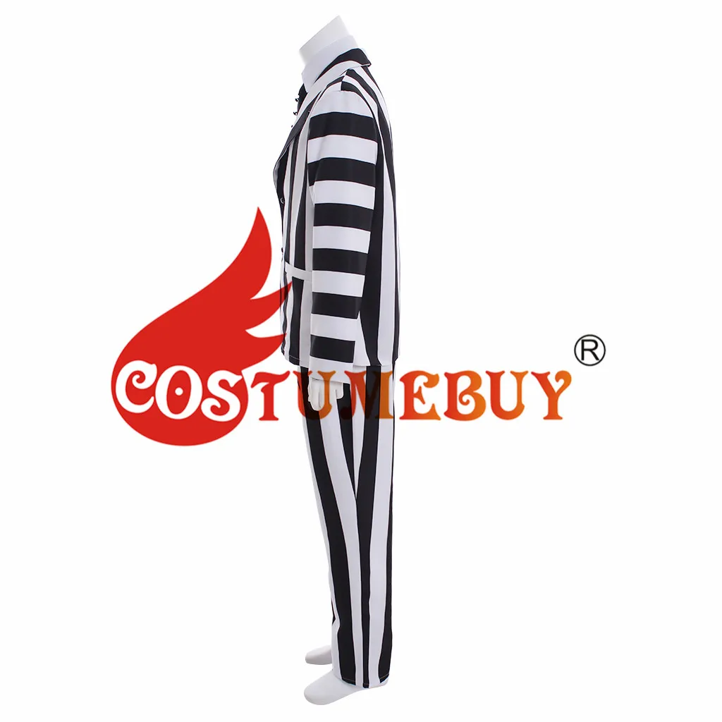 CostumeBuy фильм Beetlejuice косплей костюм Взрослый мужской Beetlejuice униот костюм женский средневековый черный белый в полоску платье L920