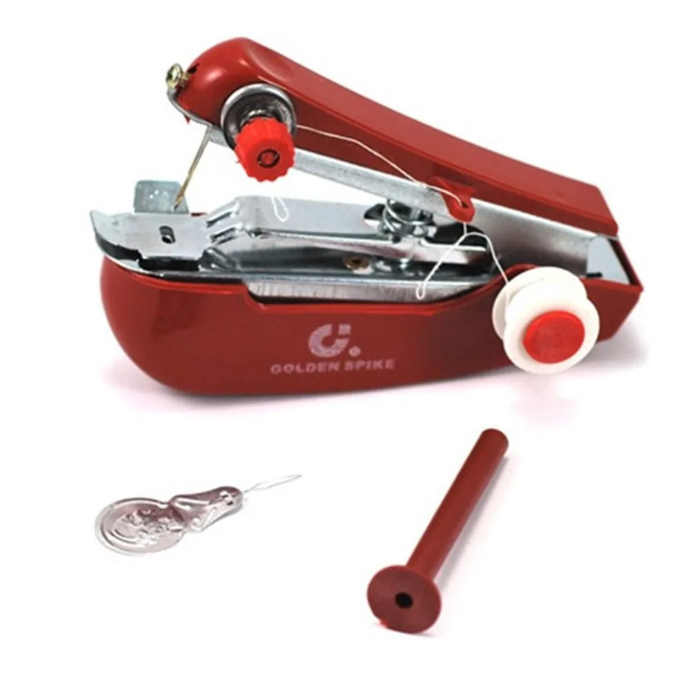 

Portable Mini Handheld Sewing Machine Hand-Held Clothes Fabrics Stitch Manual Sewing Machine Travel or Household