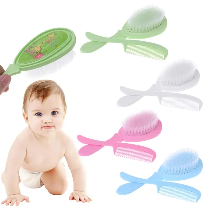 1 Set Baby Comb Brush Bathing Hair Soft Bristle Round Tip Safe Head