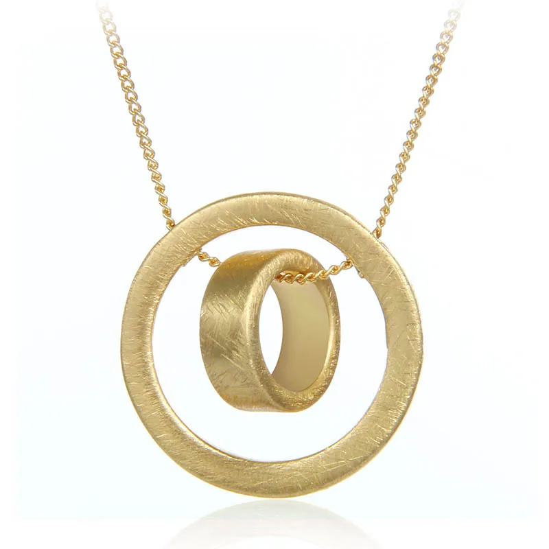 Длинное Винтажное колье для лучшего друга золотого и серебряного цвета, матовое двойное круглое ожерелье с кулоном, цепочка с цепочкой