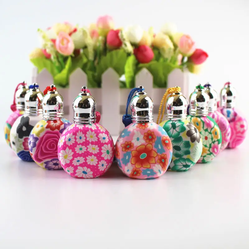 

1PC Colorful 10ml Roll On Perfume Bottles Polymer Clay Empty Glass Roller Vials Refillable Thick Glass Essential Oil Bottle