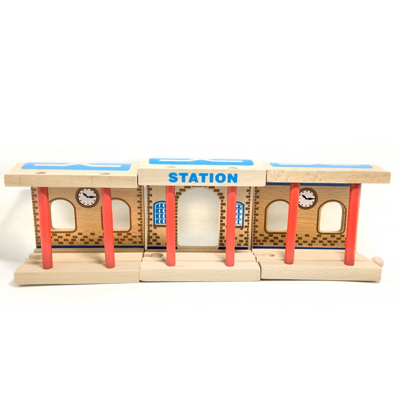 

p103 free shipping Corridor train station Wooden track accessories are compatible with Thomas wooden train tracks children's toy